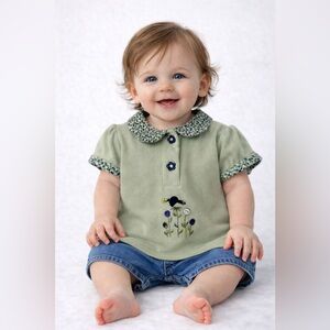 Vintage‎ floral embroidered top 6 M